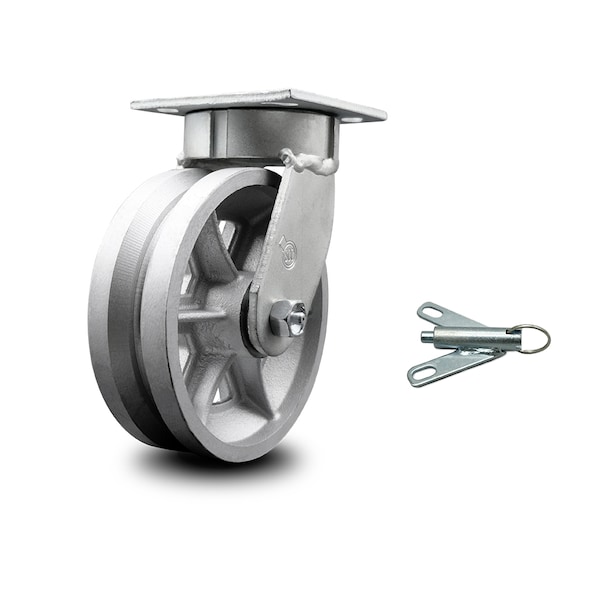 6 Inch Kingpinless V Groove Semi Steel Poly Wheel Swivel Caster with Swivel Lock